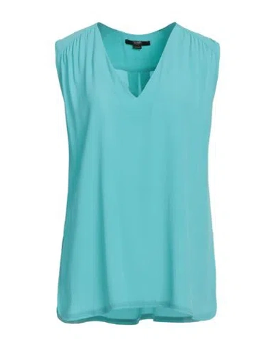 Seventy Venezia Woman Top Turquoise Size 8 Acetate, Silk In Blue