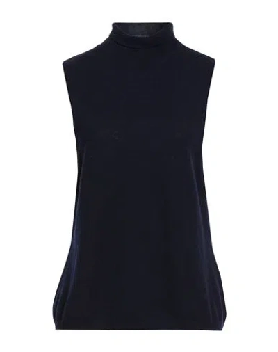 Seventy Venezia Woman Turtleneck Navy Size Xl Wool, Cashmere In Blue