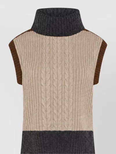 Seventy Venezia Wool Cable-knit Ribbed Gilet In Neutral