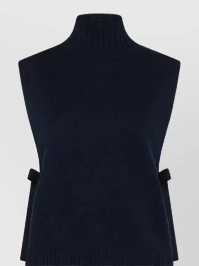 Seventy Venezia Wool-blend Turtleneck Sleeveless Jumper In Blue