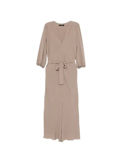 Seventy V-neck Belted Dress In Brown
