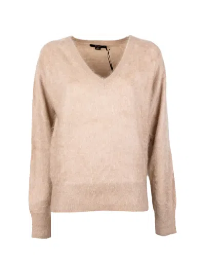 Seventy V-neck Brushed-knit Sweater In Orange