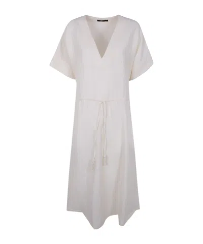 Seventy V-neck Tie Dress In White
