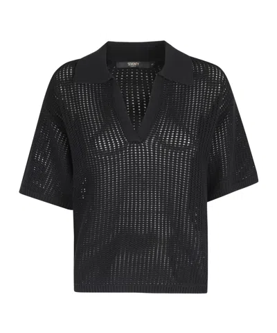 Seventy V-neck Mesh T-shirt In Black