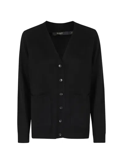 Seventy V-neck Patch-pocket Cardigan In Black