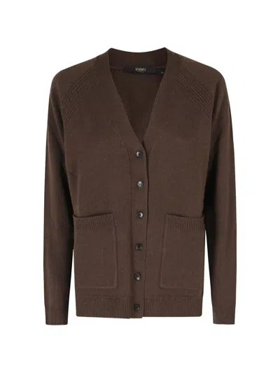Seventy V-neck Patch-pocket Cardigan In Brown