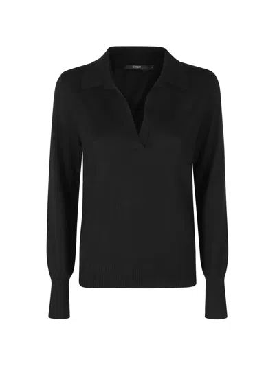 Seventy V-neck Spread-collar Sweater In Black