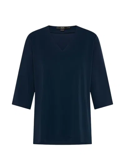 Seventy V-neck Three-quarter Sleeve Sweater In Blue