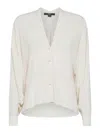 Seventy White V-neck Shirt In Silk Blend In Cream