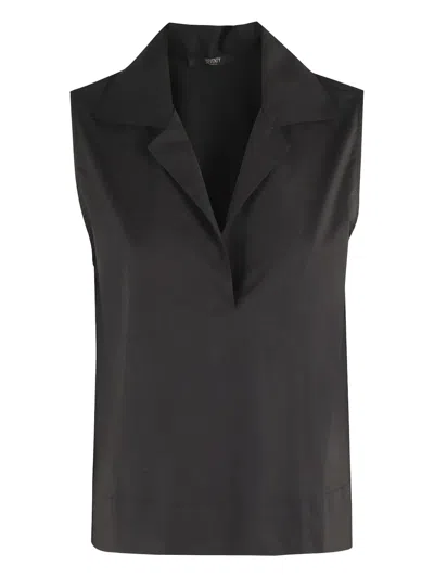 Seventy Wingtip-collar Sleeveless Blouse In Black