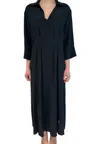 Seventy Midi Dress In Stretch Poplin With Kimono Sleeves In Black