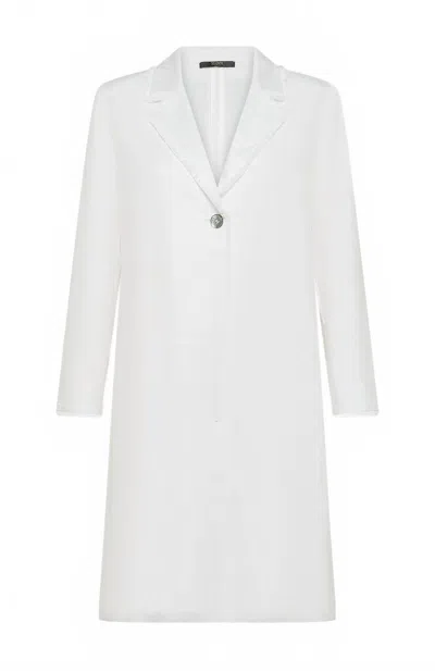 Seventy Women's Linen Overcoat Jacket In Bianco