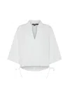 Seventy Cotton Jersey And Poplin Drawstring Polo Shirt In White