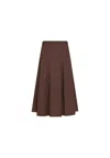 Seventy A-line Brown Poplin Stretch Maxi Skirt In Brown