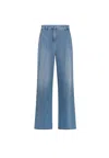 Seventy Long Double Pleated Trousers In Light Denim In Blue