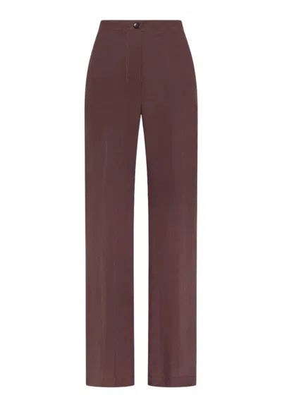 Seventy Women's Trousers  In Washed Silk In Red