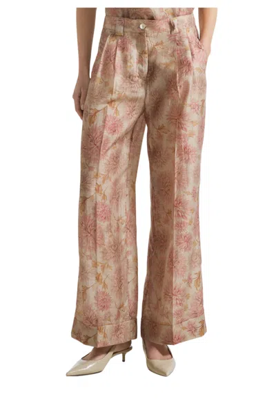 Seventy Women's Trousers  Wide Printed In Pink