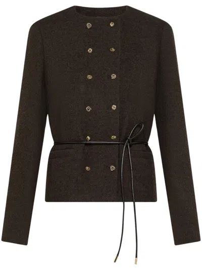 Seventy Wool Blend Jacket With Belt In Brown