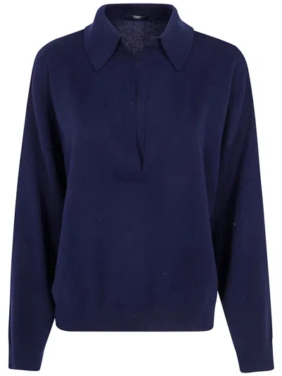 Seventy Wool Cashmere Blend Polo Neck Sweater In Blue