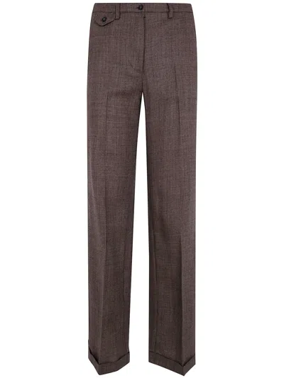 Seventy Houndstooth-pattern Wool Trousers In Brown