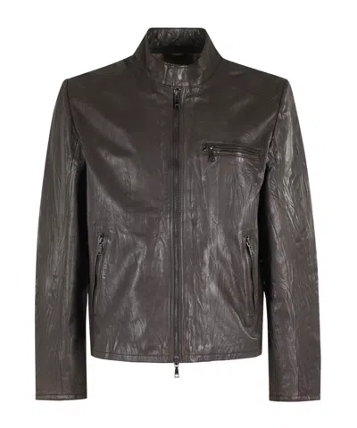 SEVENTY SEVENTY ZIP-FRONT LEATHER JACKET