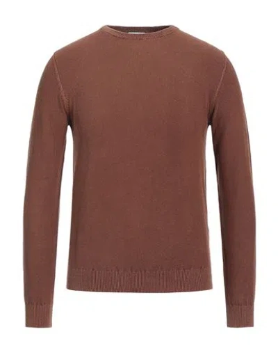 Seventy5 Man Sweater Brown Size Xxl Cotton