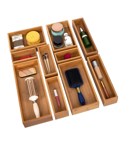 Seville Classics 10-piece Bamboo Storage Organizer Box Set