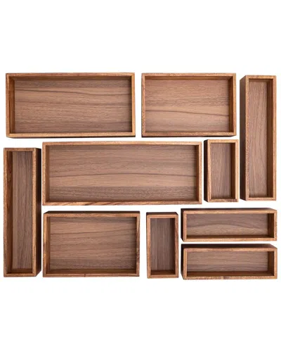 Seville Classics 10pc Acacia Storage Box Set In Brown