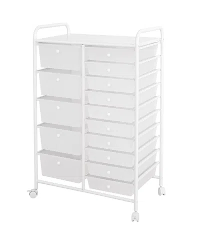 Seville Classics 15-drawer Organizer Cart In White