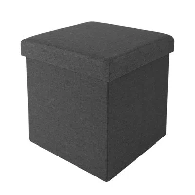 Seville Classics 15.7'' W Upholstered Storage Ottoman In Dark Ash Grey