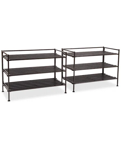 Seville Classics 2-pk. 3-tier Stackable 9-pair Resin Slat Shoe Rack In Espresso