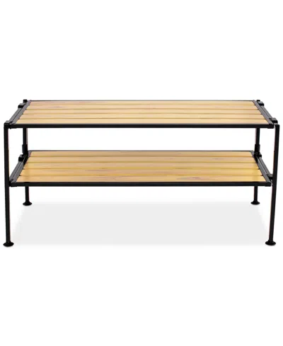 Seville Classics 2-tier Stackable 6-pair Resin Slat Shoe Storage Rack Organizer In Black,countryside Aspen