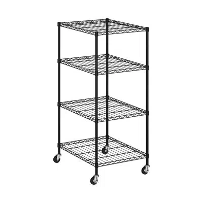 Seville Classics 25" W Nsf-certified Commercial Bin Storage Rack With Wheels In Matte Black