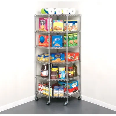 Seville Classics 28'' W Corner Steel Adjustable Height Shelving Unit With Wheels