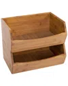 Seville Classics 2-piece Stackable Bamboo Bin Organizer Set In Brown