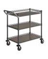 Seville Classics 3-tier Commercial Rolling Utility Cart In Graphite