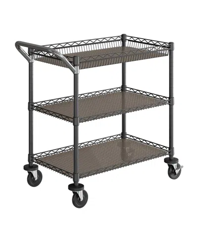Seville Classics 3-tier Commercial Rolling Utility Cart In Graphite