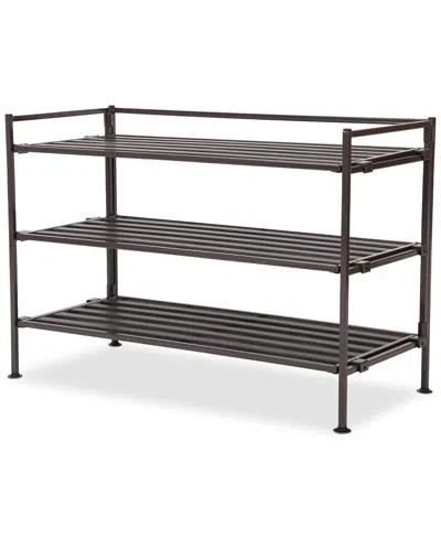 Seville Classics 3-tier Stackable 9-pair Resin Slat Shoe Rack In Espresso