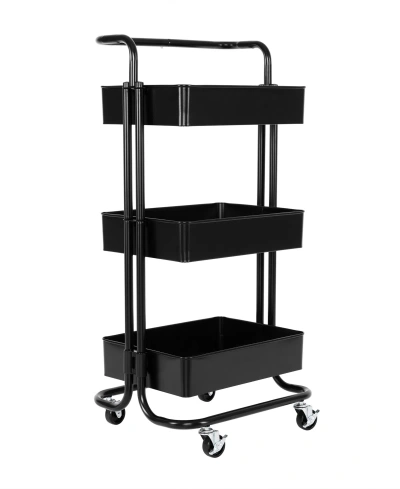 Seville Classics 3-tier Steel Cart With Handle In Black