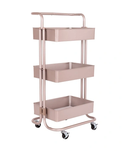 Seville Classics 3-tier Steel Cart With Handle In Rose Gold
