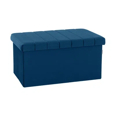Seville Classics 30" Upholstered Ottoman With Storage In Blue Velvet