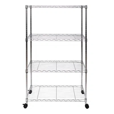 Seville Classics 30" W 4-tier Steel Shelving With Wheels In Silver