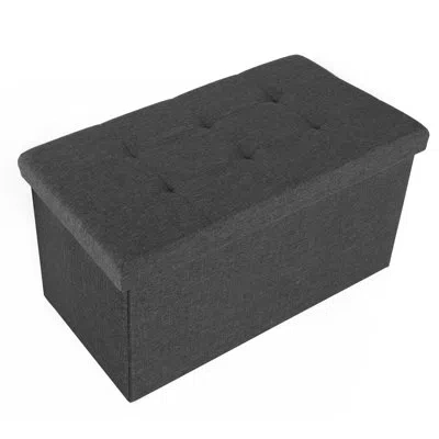 Seville Classics 30'' W Upholstered Storage Ottoman In Charcoal Gray