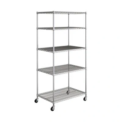 Seville Classics 36'' W 5-tier Nsf-certified Steel Shelving With Wheels In Silver