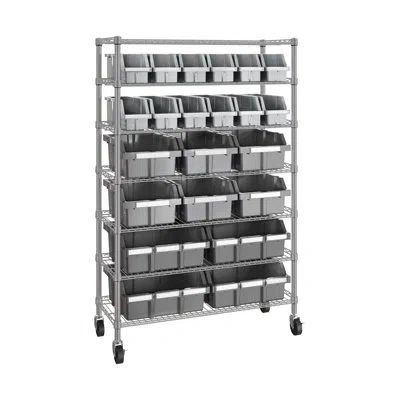 Seville Classics 36" W Nsf-certified Commercial 7-tier 22-bin Storage Rack With Wheels