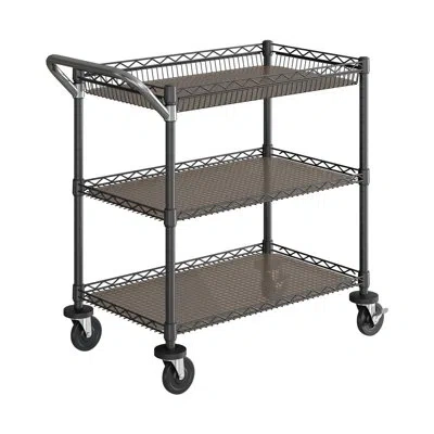 Seville Classics 3-tier Nsf Utility Cart With Shelf Liners In Graphite