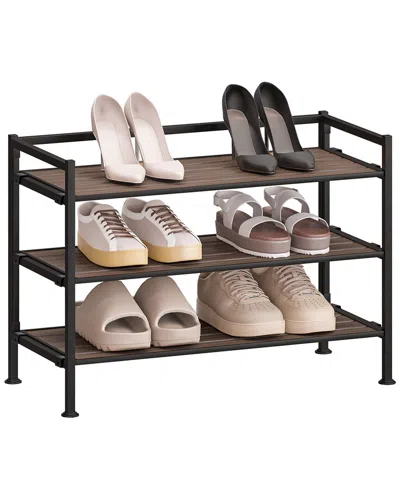 Seville Classics 3-tier Resin Slatted Shoe Rack In Brown