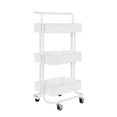 Seville Classics 3-tier Steel Utility Cart With Wheels In White