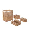 Seville Classics 4-piece Water Hyacinth Laundry Hamper And Basket Set In Natural
