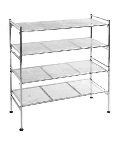 Seville Classics 4-tier Stackable Metal Mesh Shoe Storage Rack Organizer In Silver